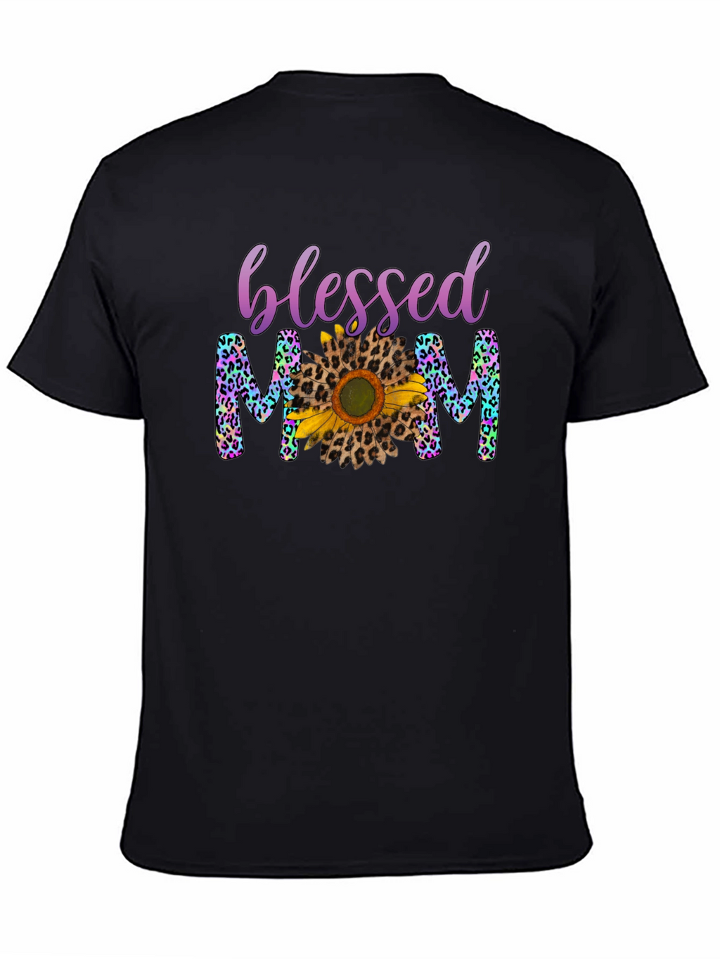 Blessed Mom Leopard Print Sunflower T-Shirt