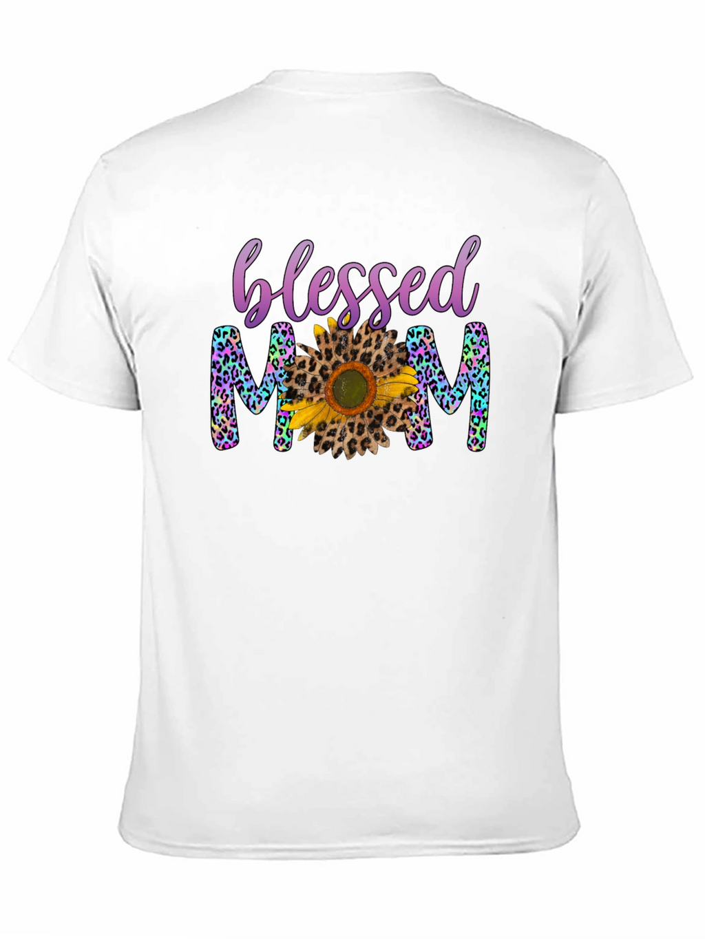 Blessed Mom Leopard Print Sunflower T-Shirt