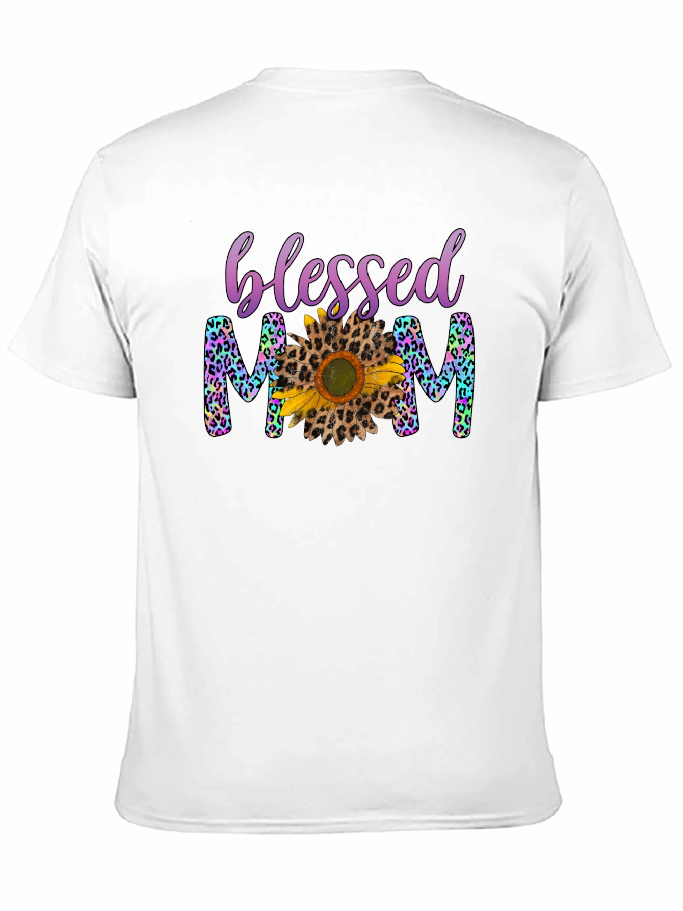 Blessed Mom Leopard Print Sunflower T-Shirt