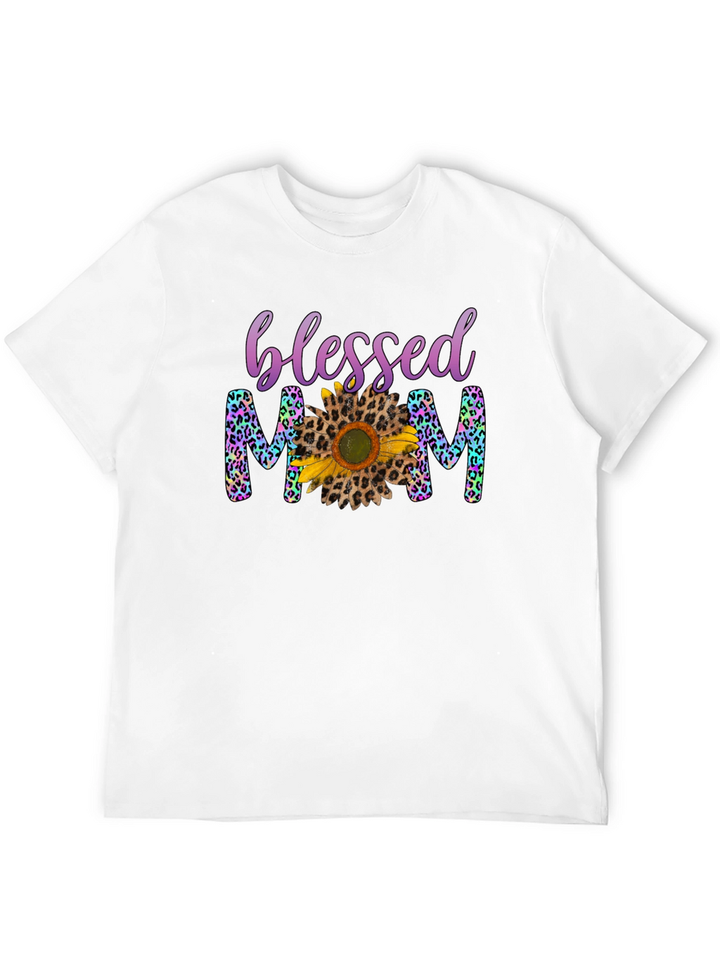 Blessed Mom Leopard Print Sunflower T-Shirt