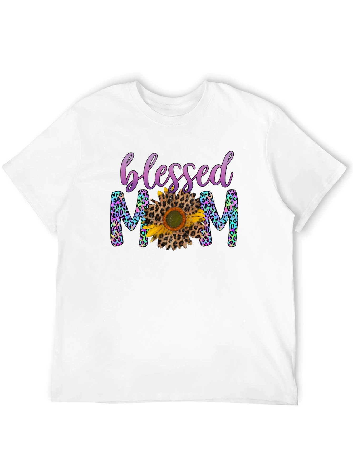Blessed Mom Leopard Print Sunflower T-Shirt