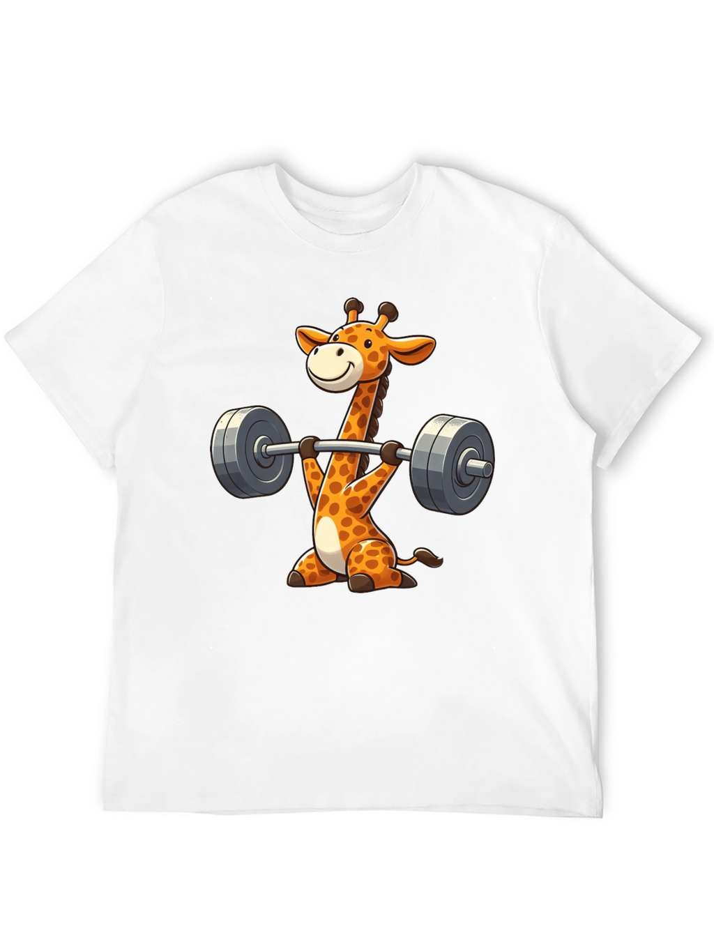 Giraffe Gym Black T-Shirt - Weightlifting Cartoon Animal Tee