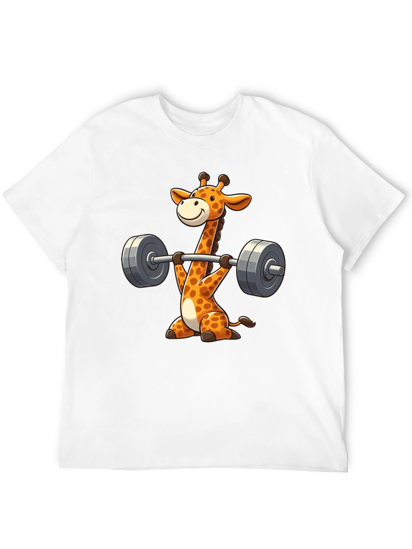Giraffe Gym Black T-Shirt - Weightlifting Cartoon Animal Tee