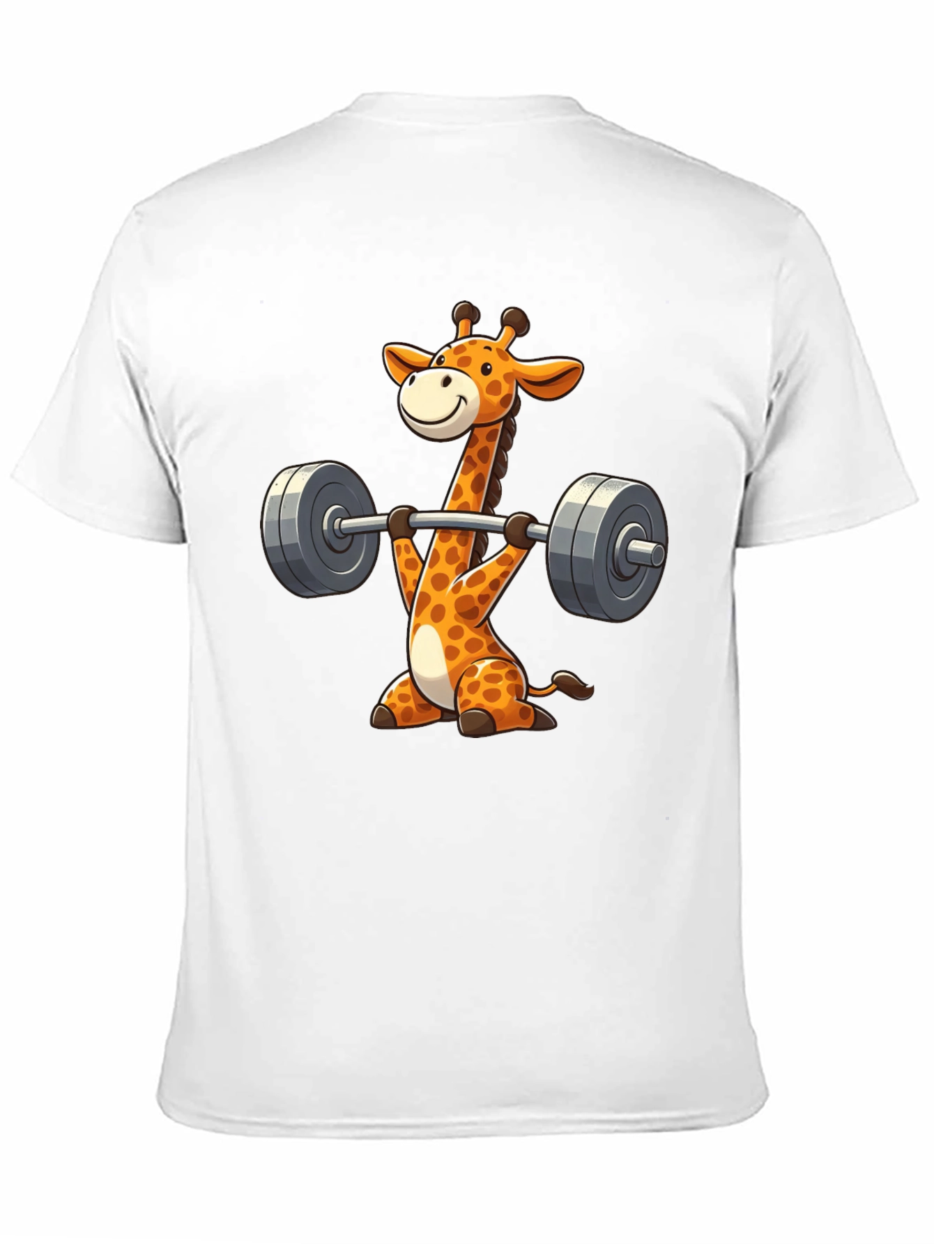 Giraffe Gym Black T-Shirt - Weightlifting Cartoon Animal Tee