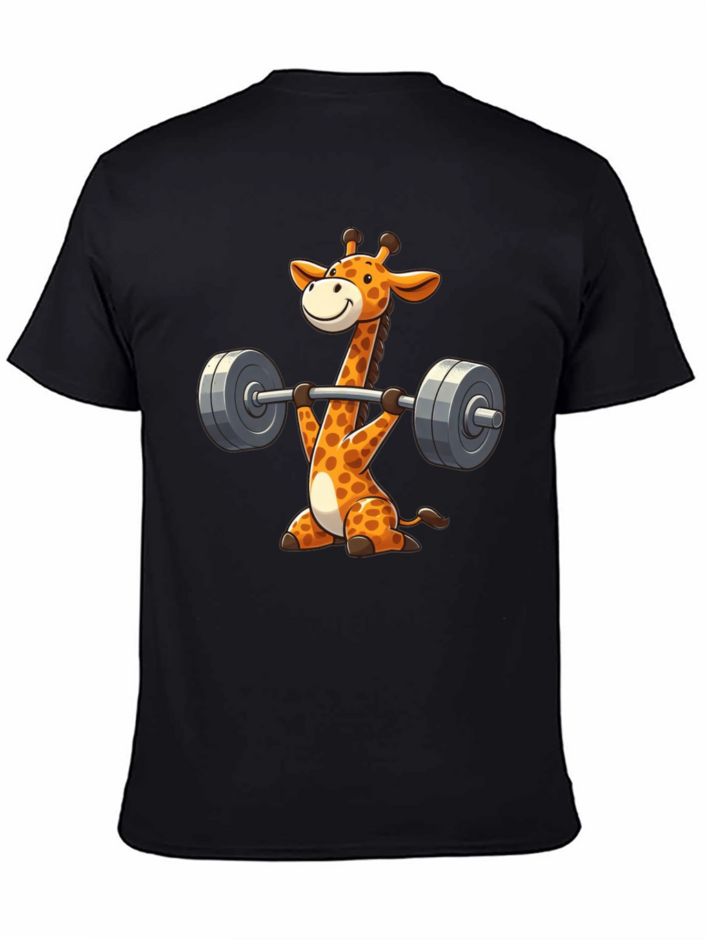 Giraffe Gym Black T-Shirt - Weightlifting Cartoon Animal Tee