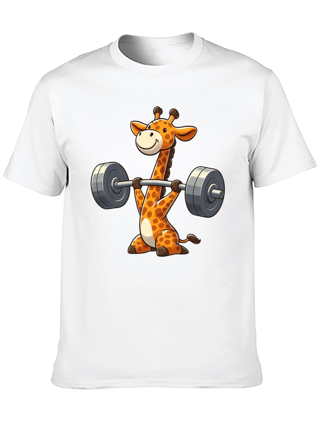 Giraffe Gym Black T-Shirt - Weightlifting Cartoon Animal Tee