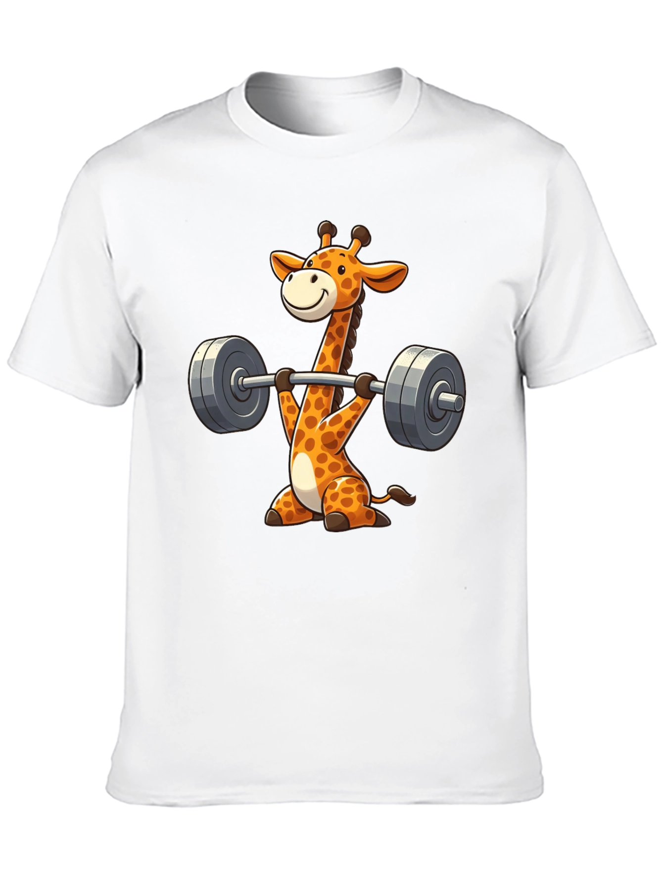 Giraffe Gym Black T-Shirt - Weightlifting Cartoon Animal Tee