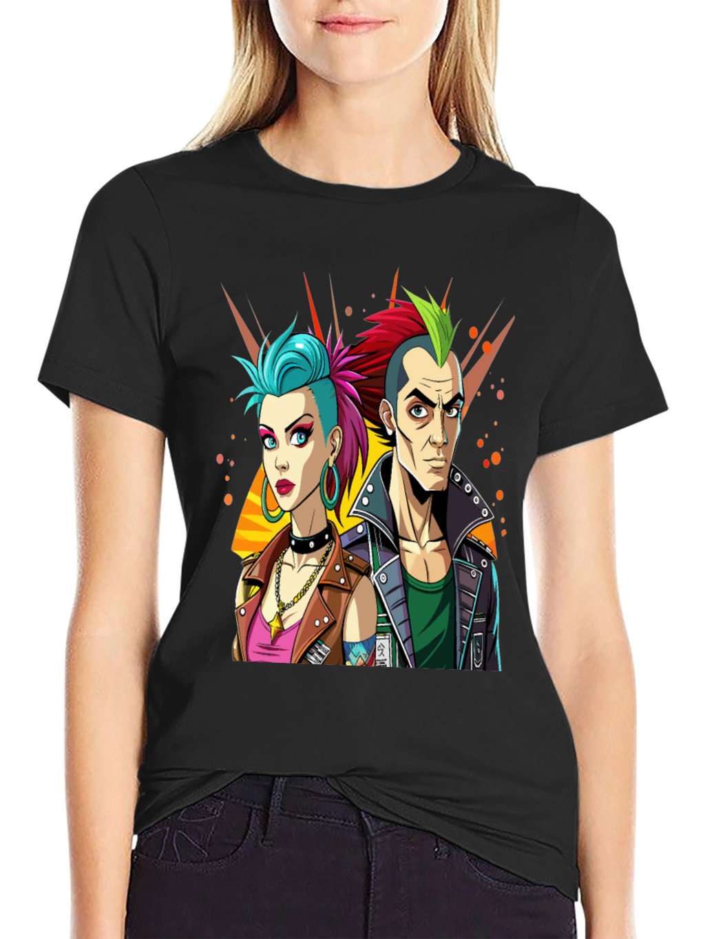 Punk Rock T-Shirt: Edgy Cartoon Couple Graphic Tee