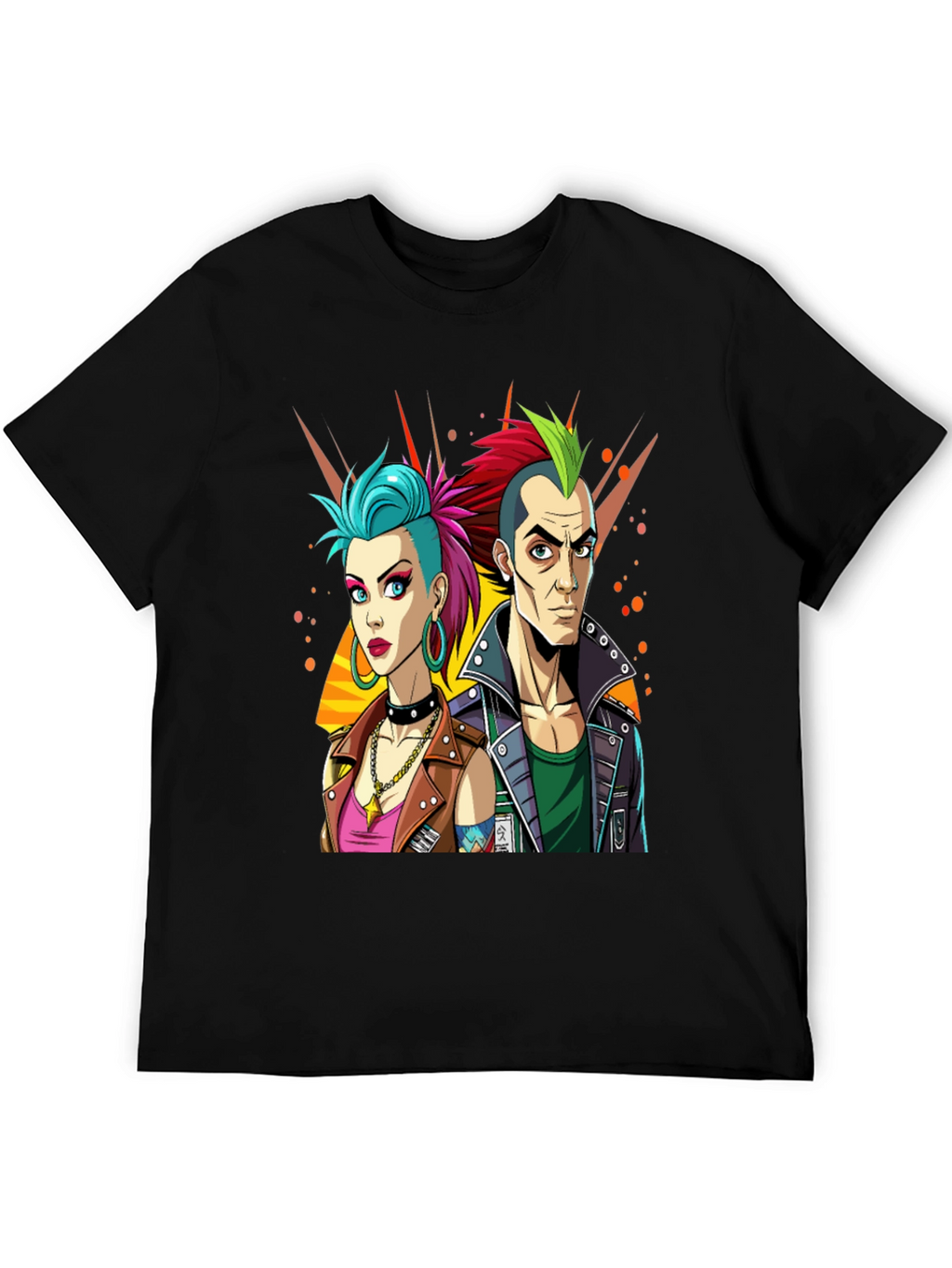 Punk Rock T-Shirt: Edgy Cartoon Couple Graphic Tee