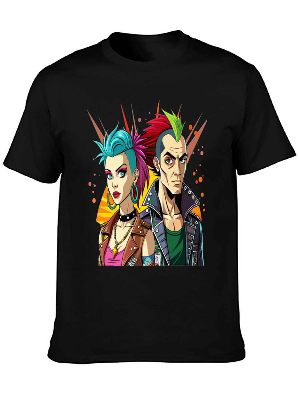 Punk Rock T-Shirt: Edgy Cartoon Couple Graphic Tee