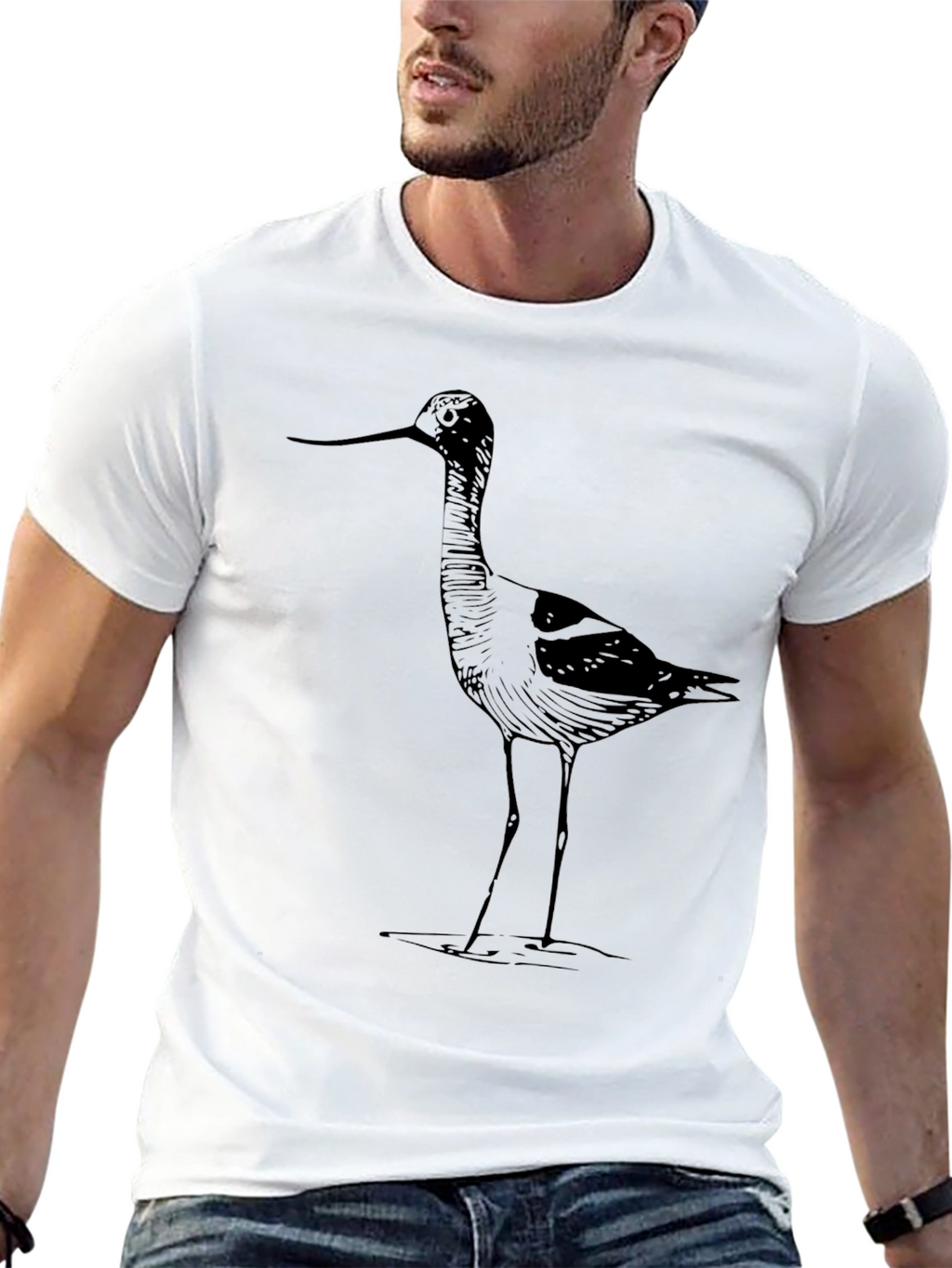 Mens Black T-Shirt with Bird Design