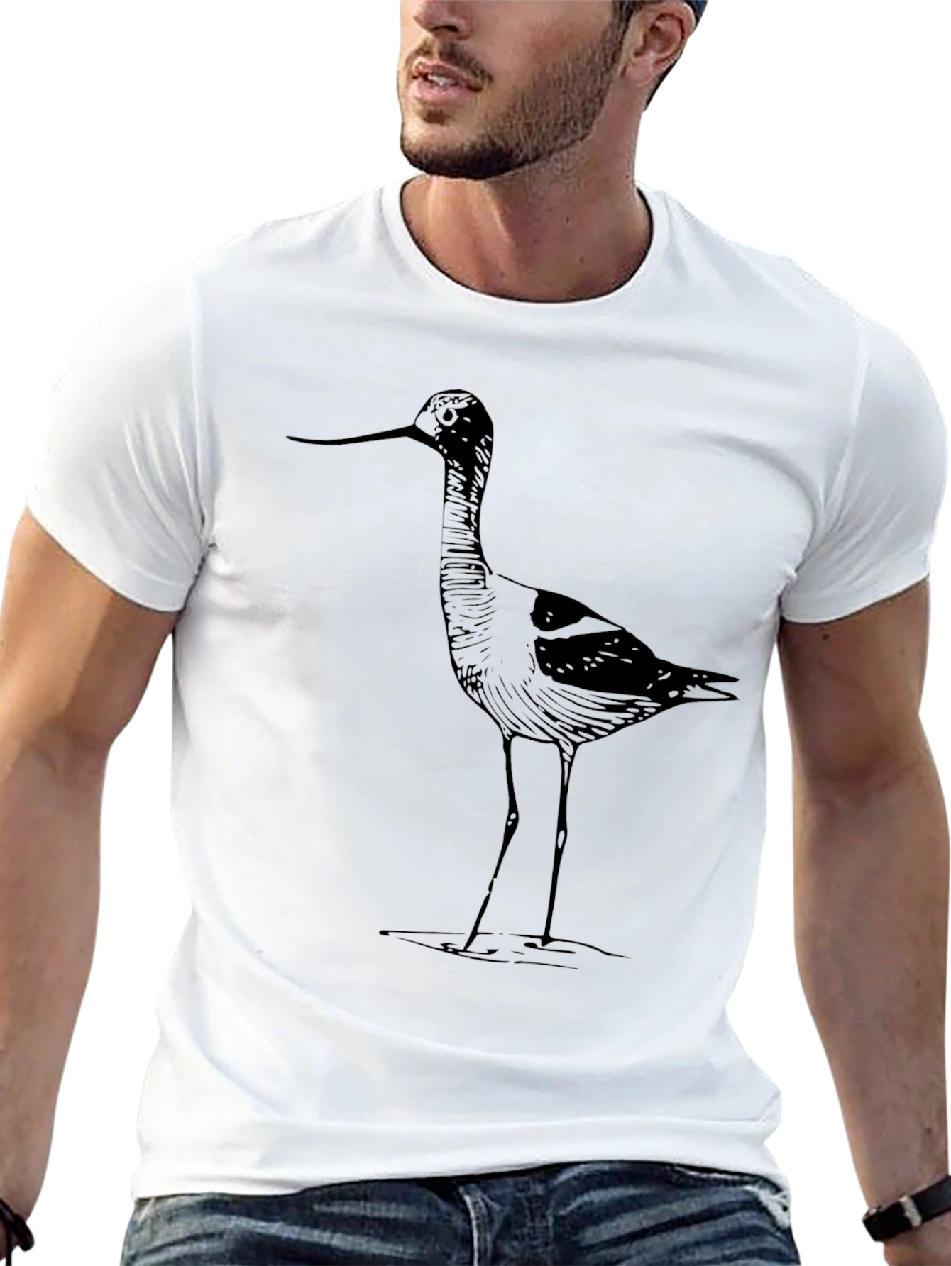 Mens Black T-Shirt with Bird Design