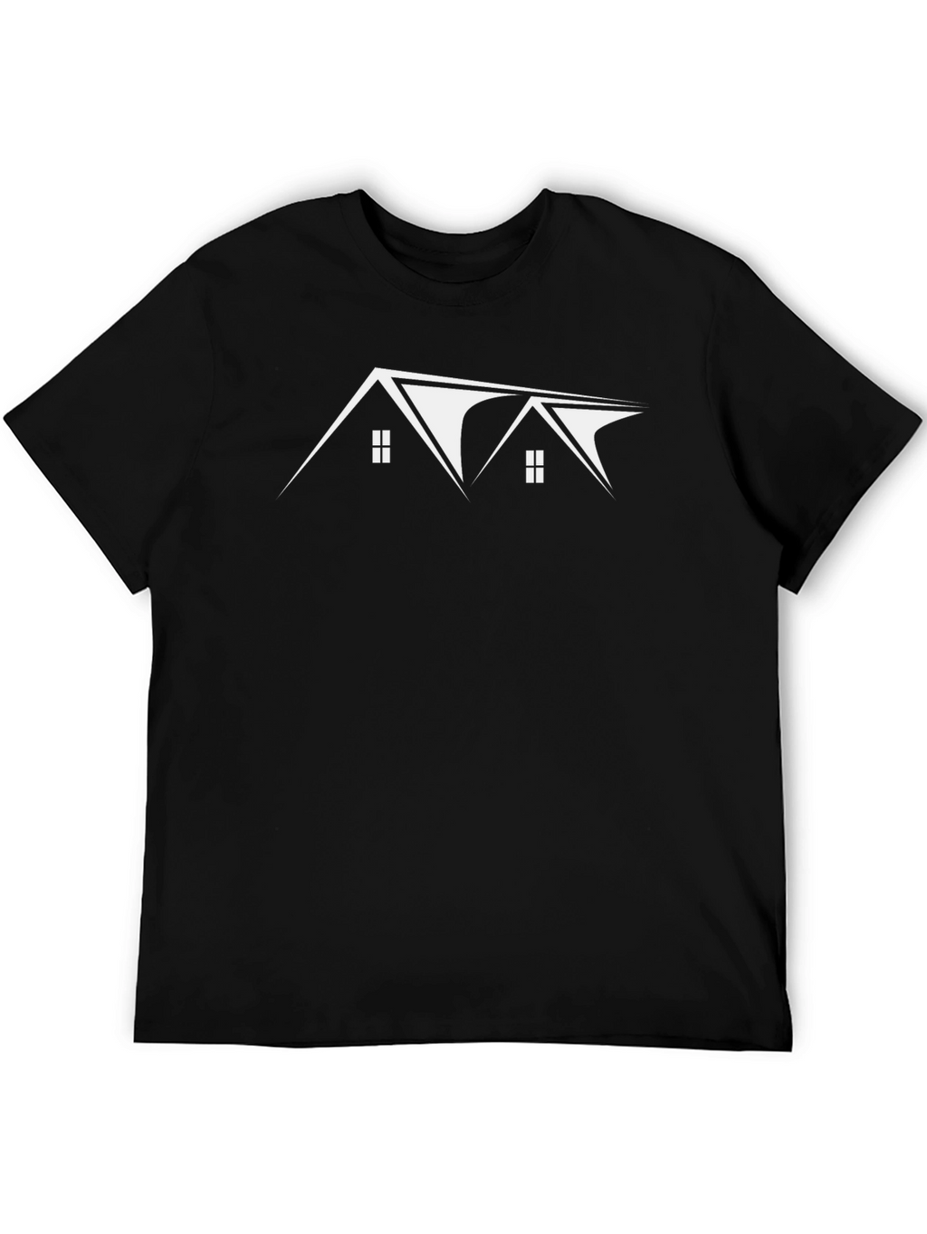 Modern House Graphic Tee - Black Cotton T-Shirt