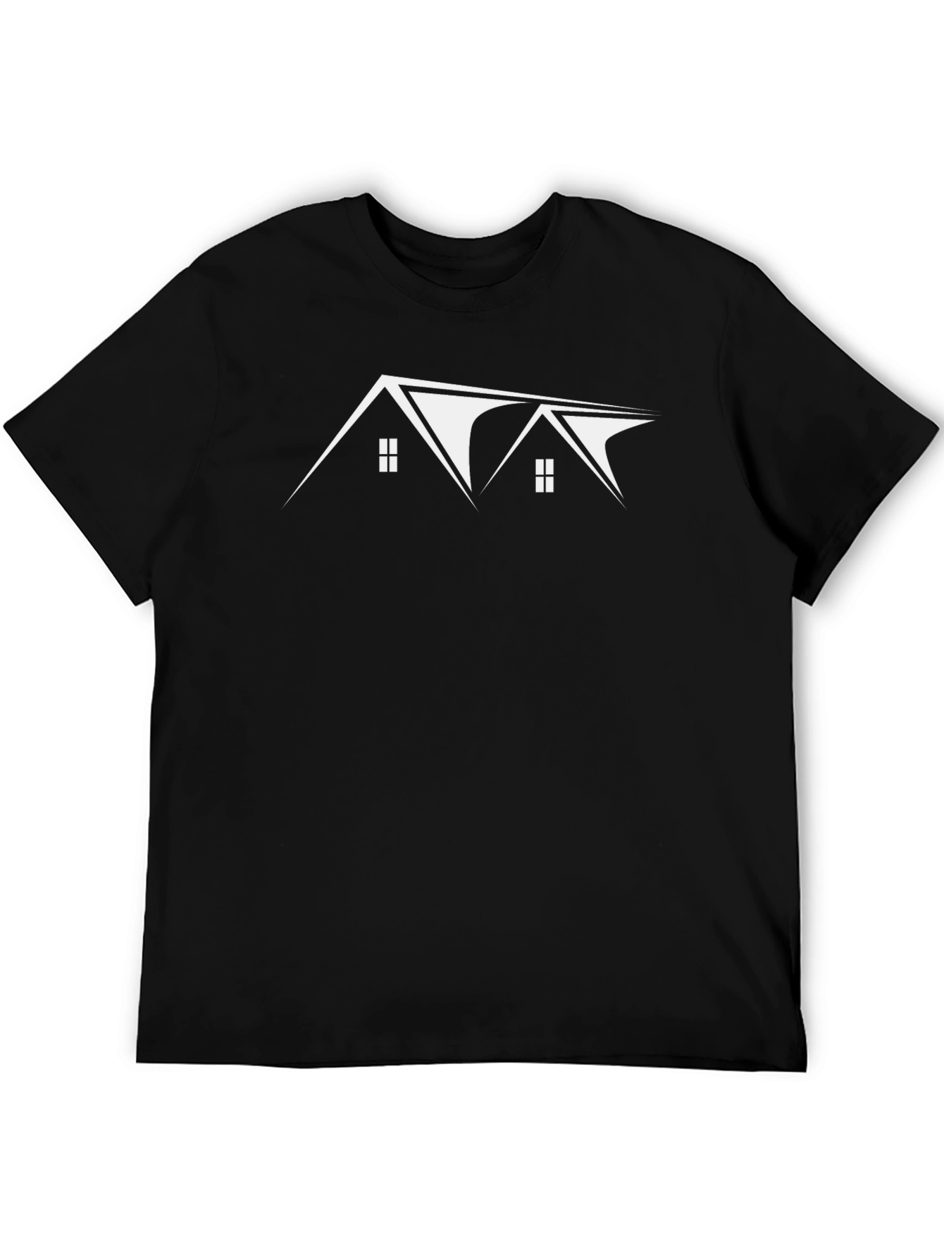 Modern House Graphic Tee - Black Cotton T-Shirt