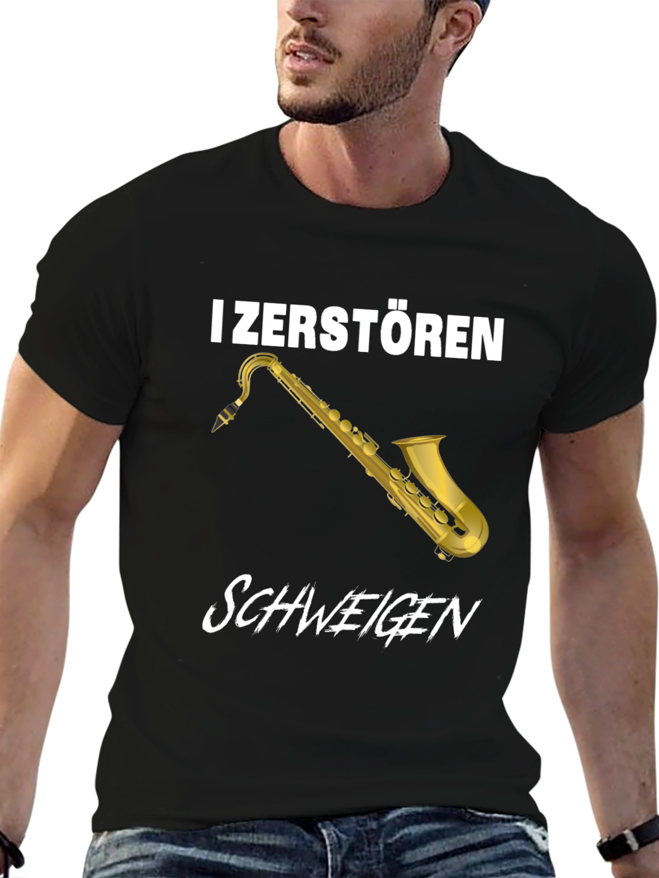 I Zerstören Schweigen Saxophone Graphic T-Shirt