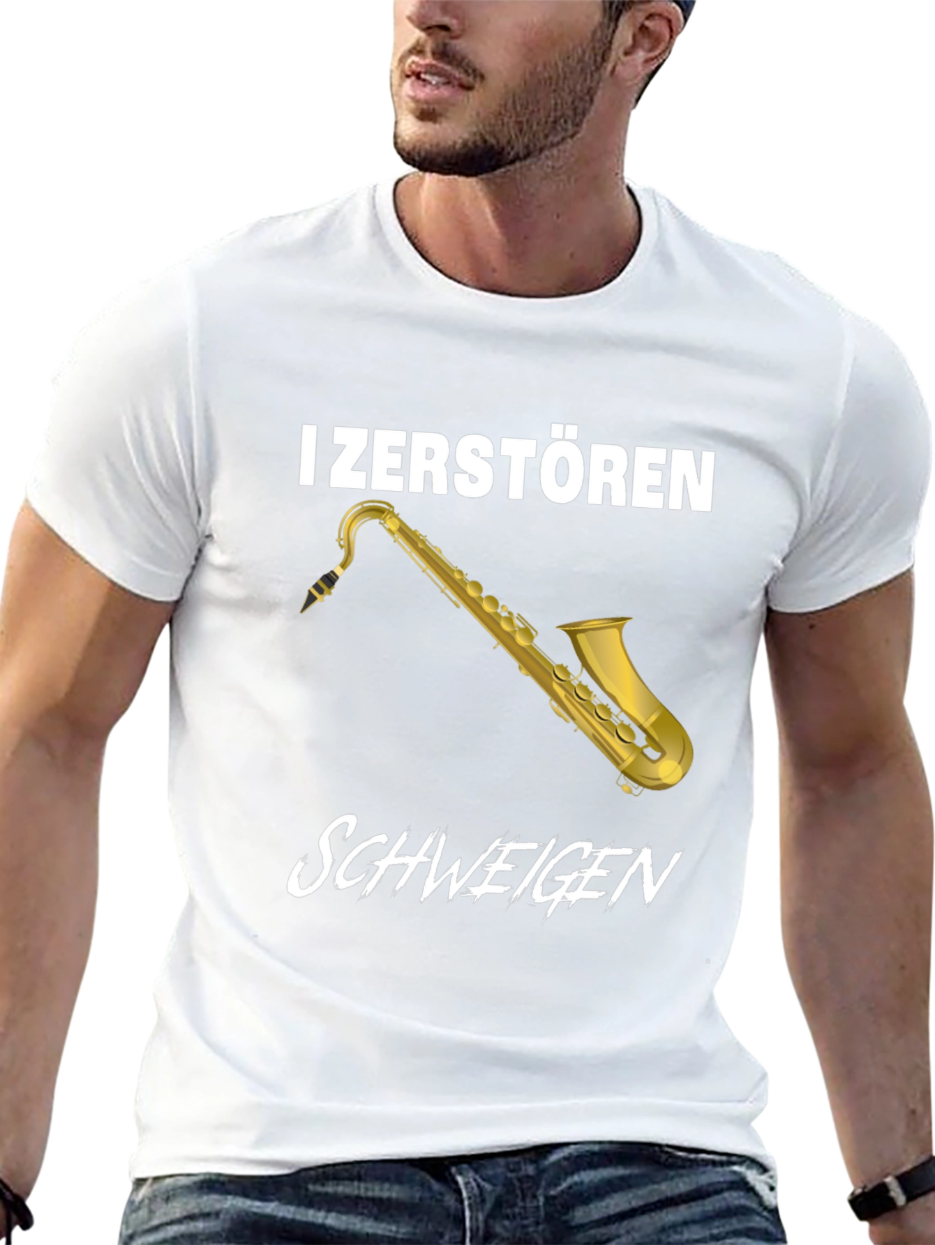 I Zerstören Schweigen Saxophone Graphic T-Shirt
