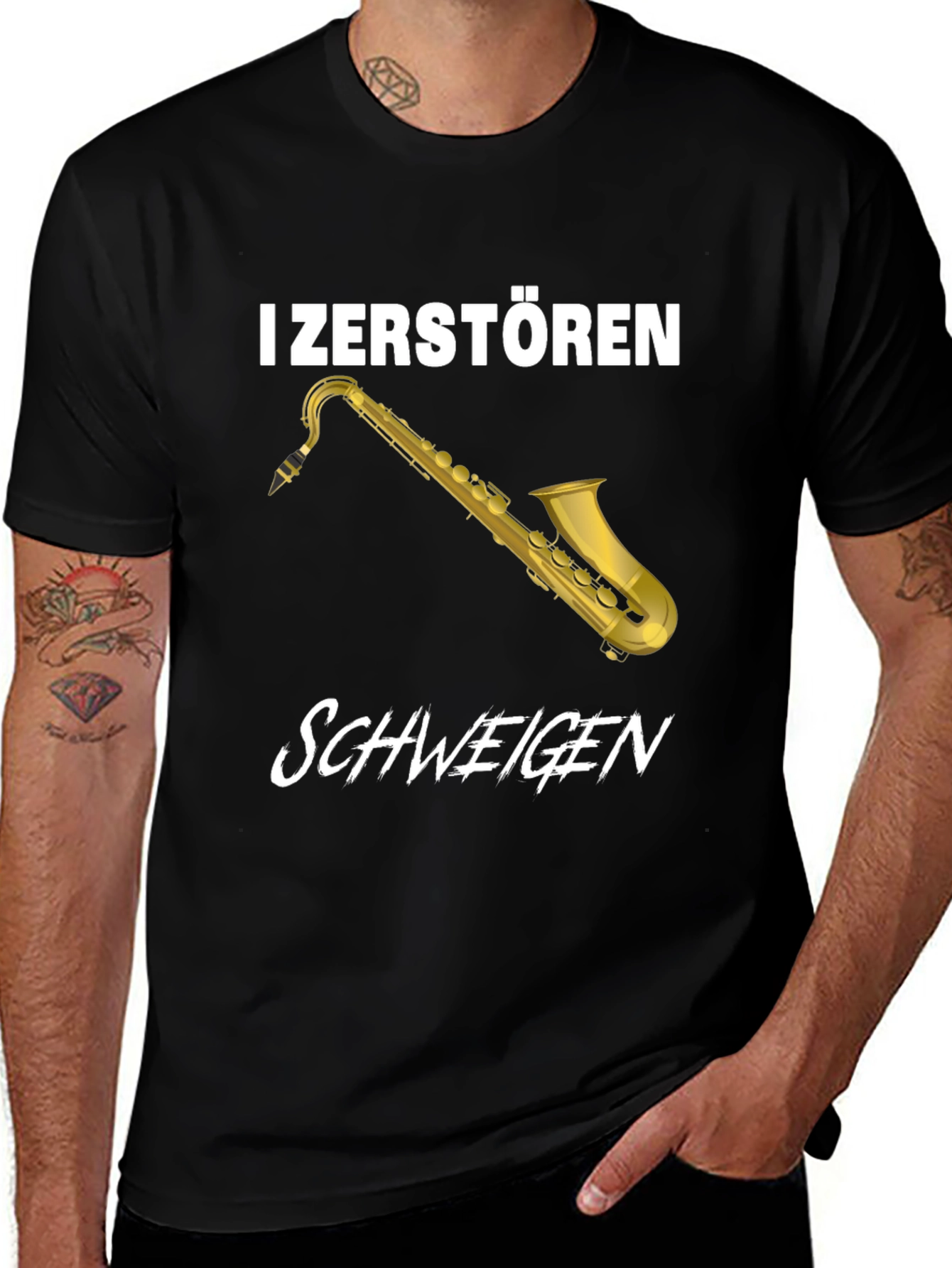 I Zerstören Schweigen Saxophone Graphic T-Shirt