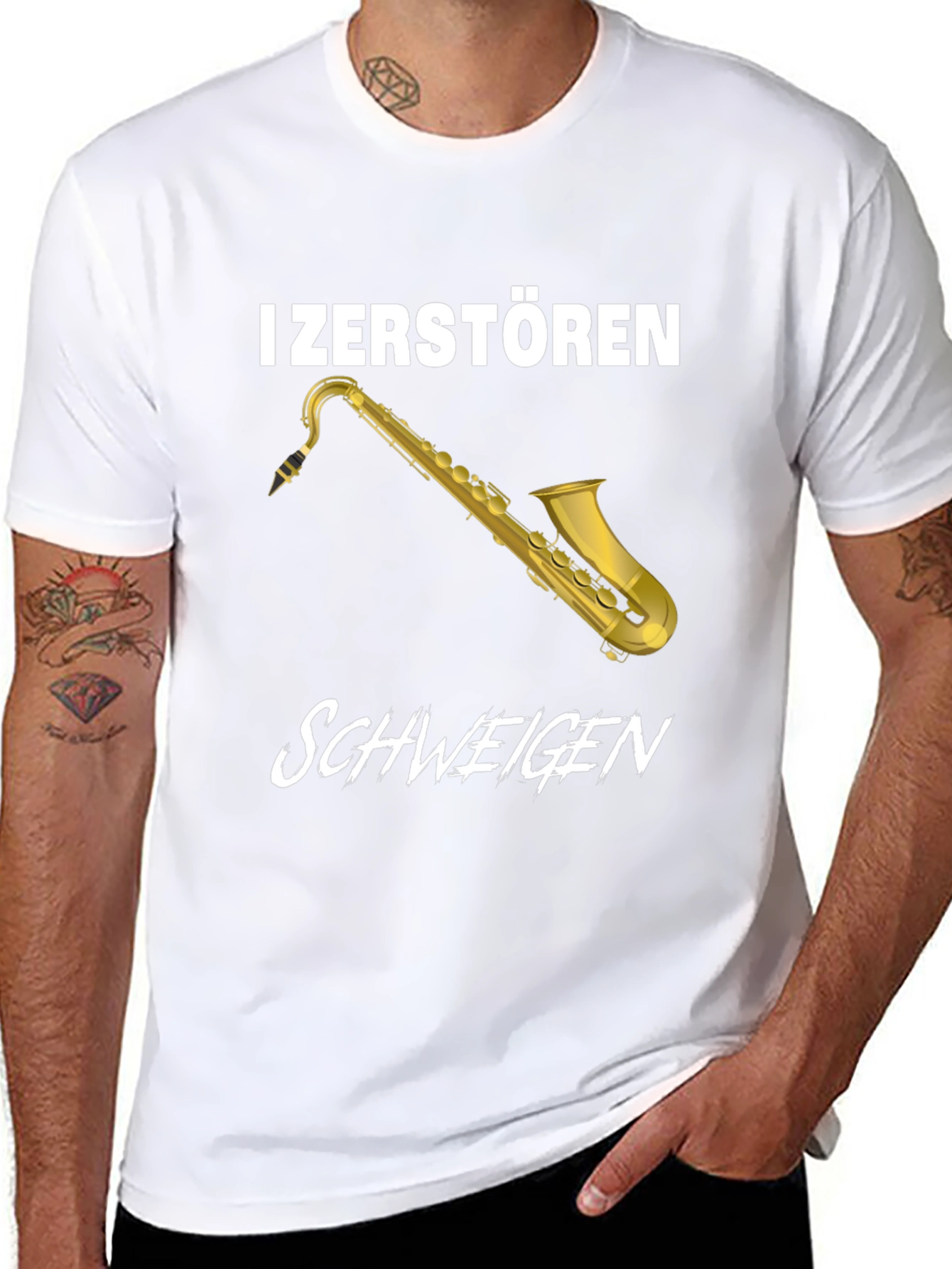 I Zerstören Schweigen Saxophone Graphic T-Shirt