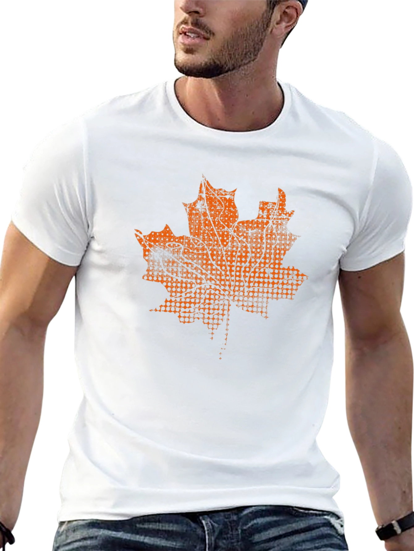 Maple Leaf Graphic Tee - Black Cotton T-Shirt