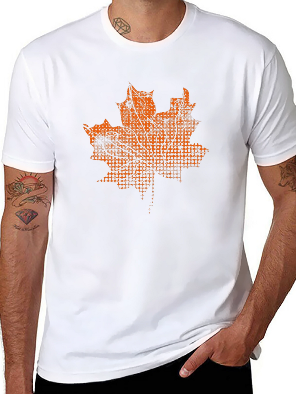 Maple Leaf Graphic Tee - Black Cotton T-Shirt