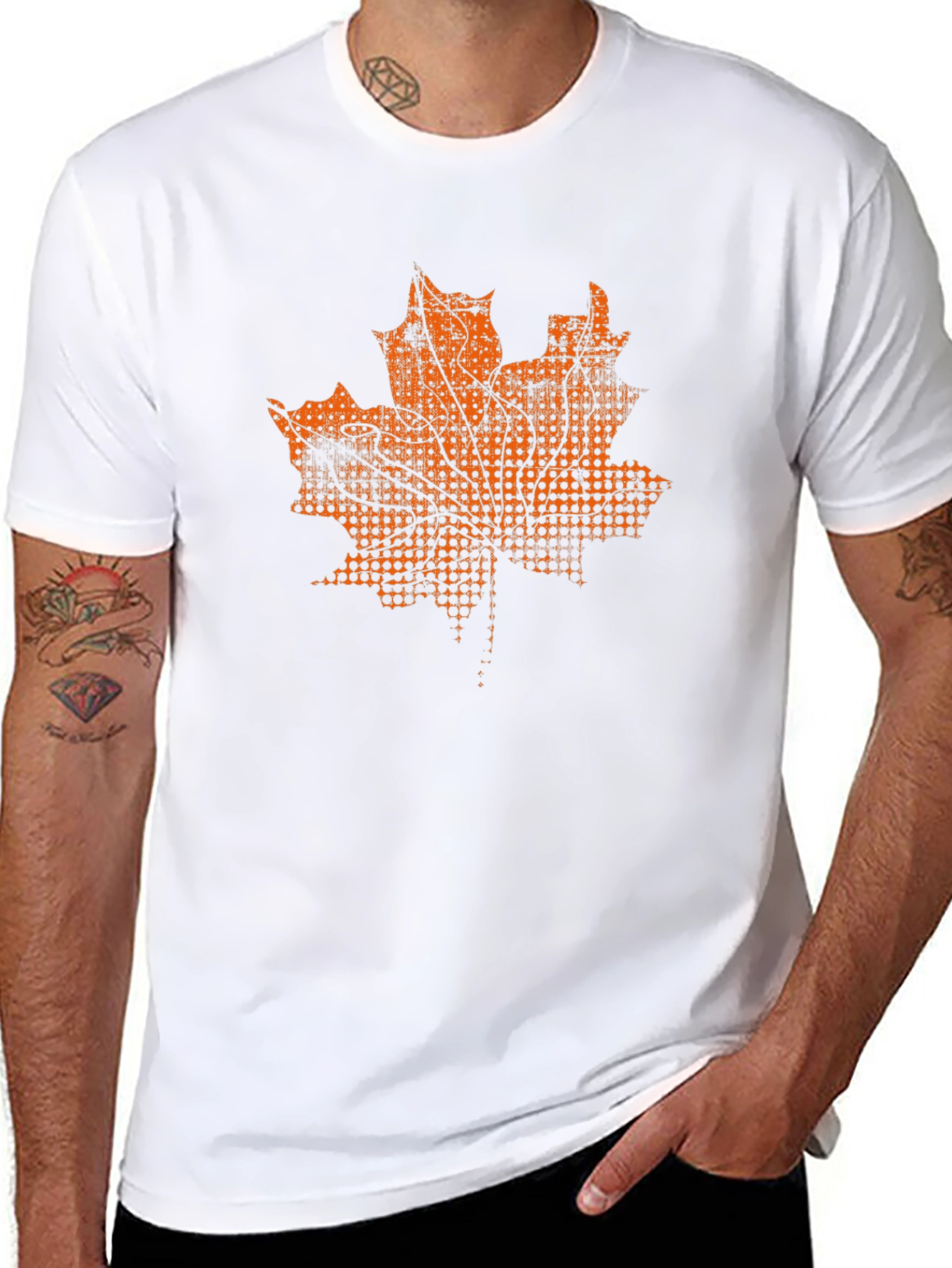 Maple Leaf Graphic Tee - Black Cotton T-Shirt