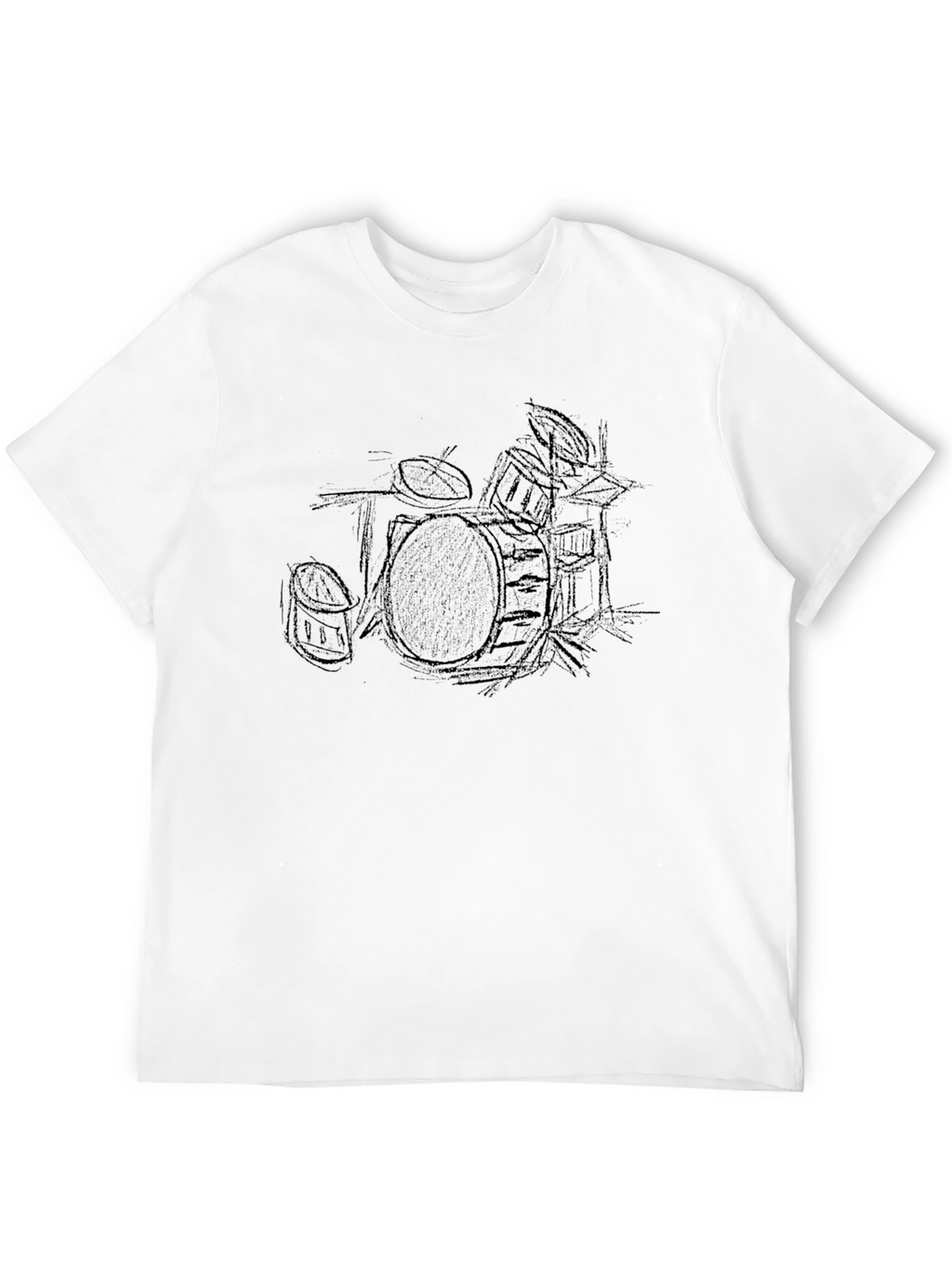 Drum Set Sketch Tee - Classic Black Cotton T-Shirt