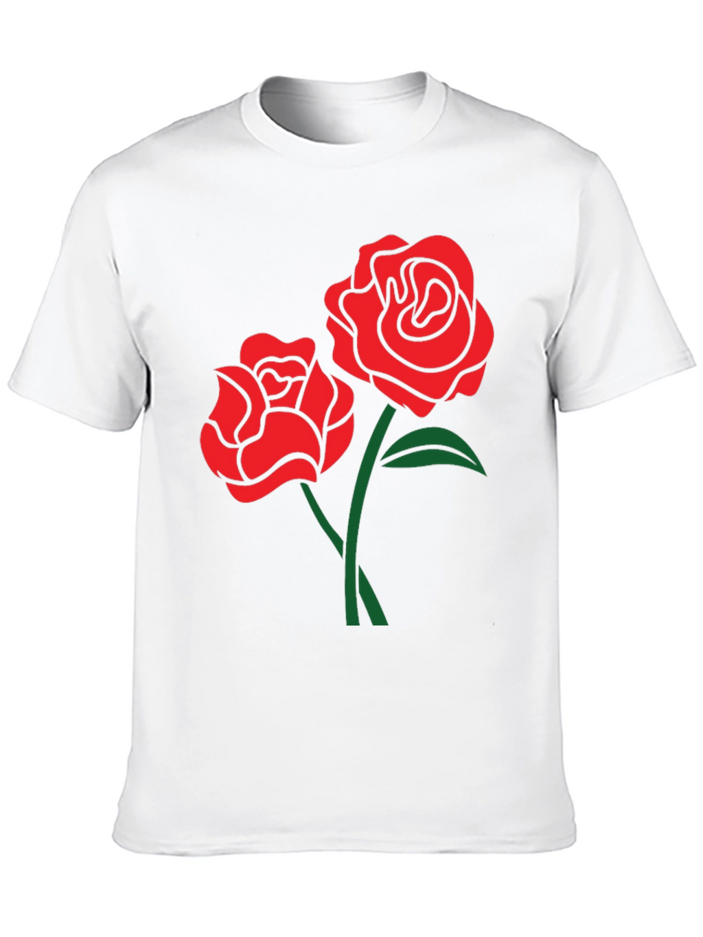 Black T-Shirt with Red Rose Design