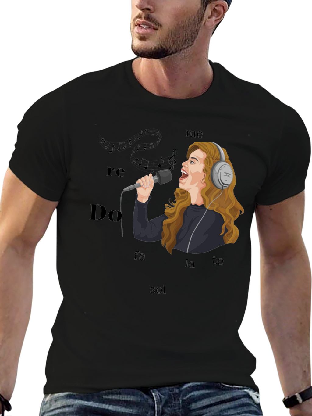 Singing T-Shirt - Music Notes & Singer Graphic Tee