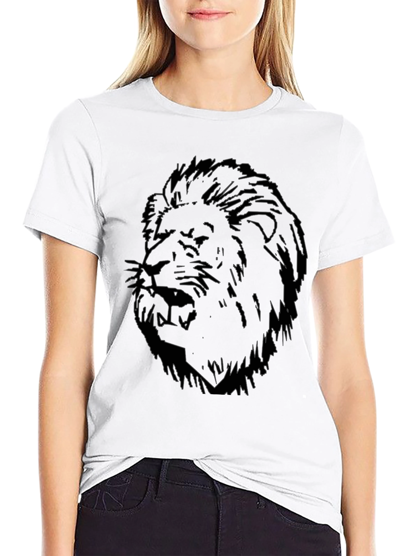 Lion Head Graphic Black T-Shirt