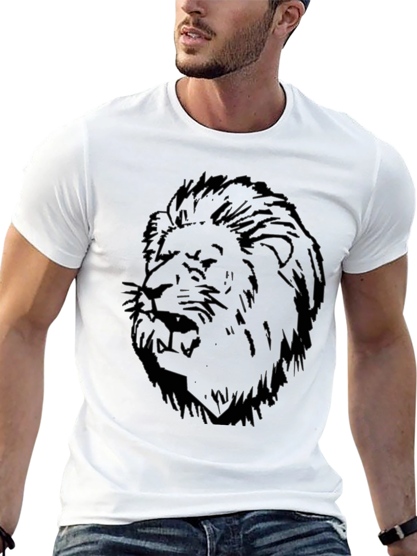 Lion Head Graphic Black T-Shirt