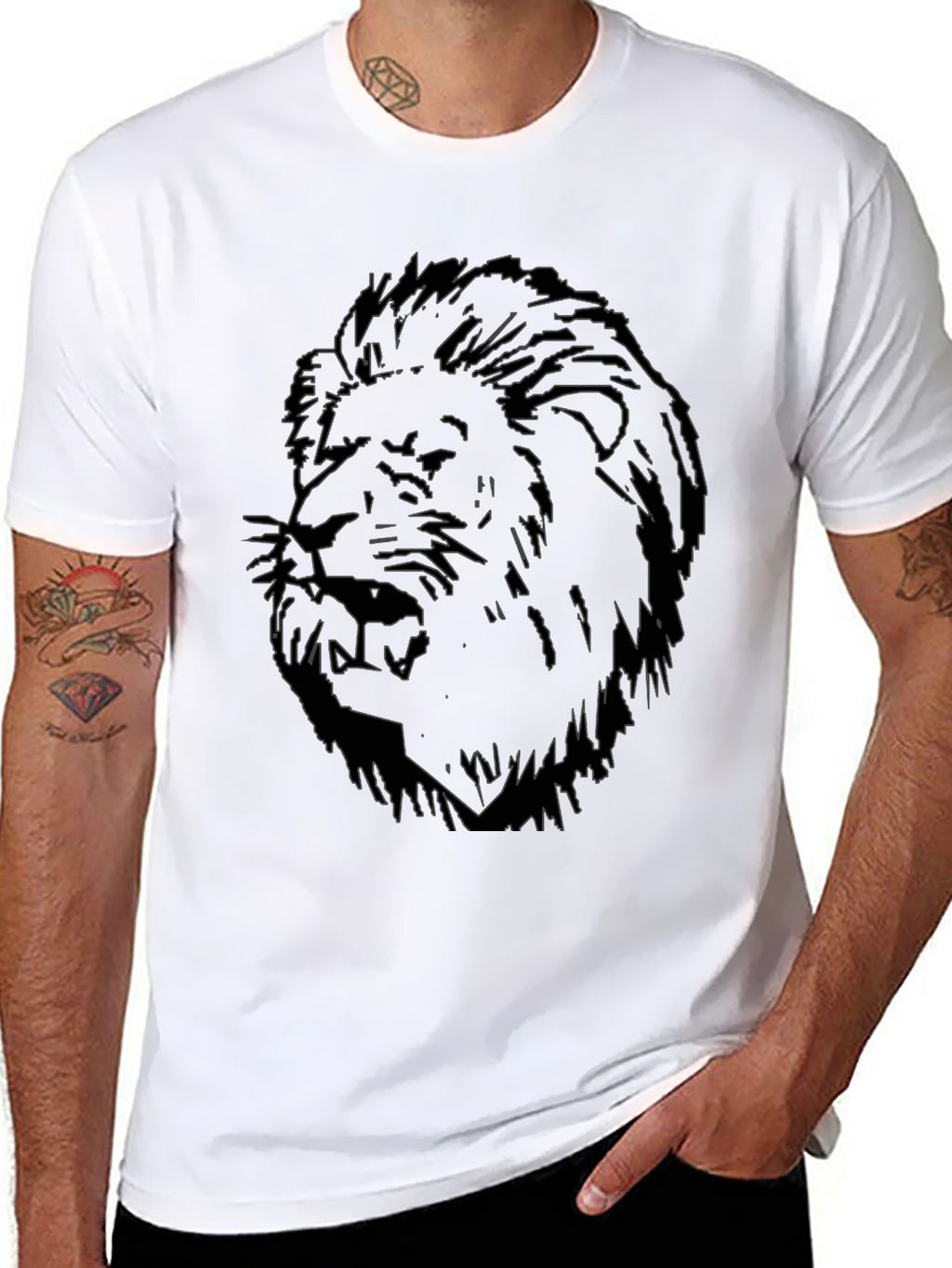 Lion Head Graphic Black T-Shirt
