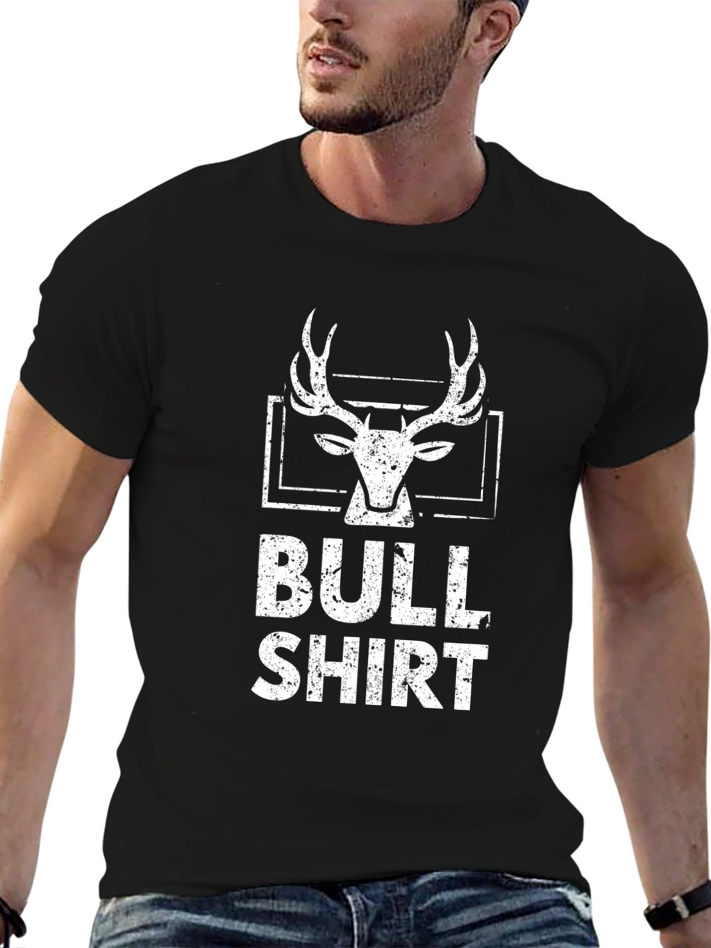 Bull Shirt Black Tee - Hunting Animal Design