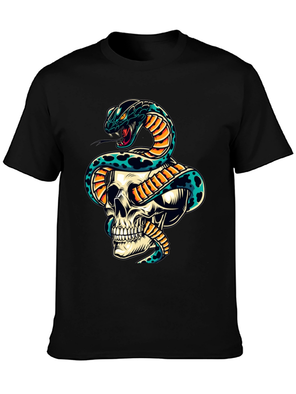 Skull & Snake Graphic Tee - Edgy Style