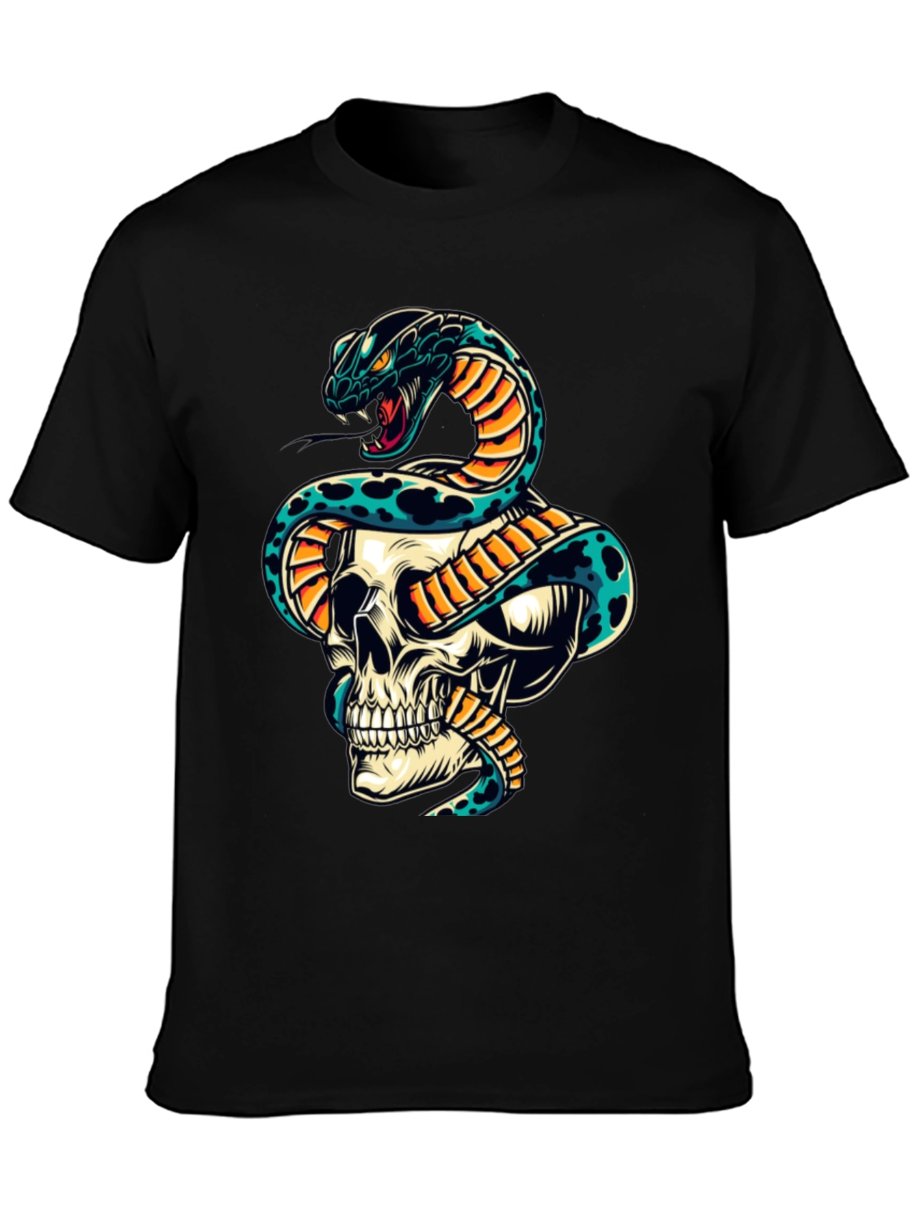Skull & Snake Graphic Tee - Edgy Style