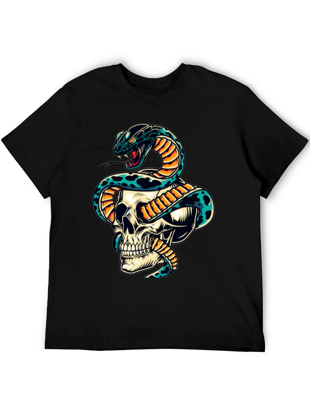 Skull & Snake Graphic Tee - Edgy Style