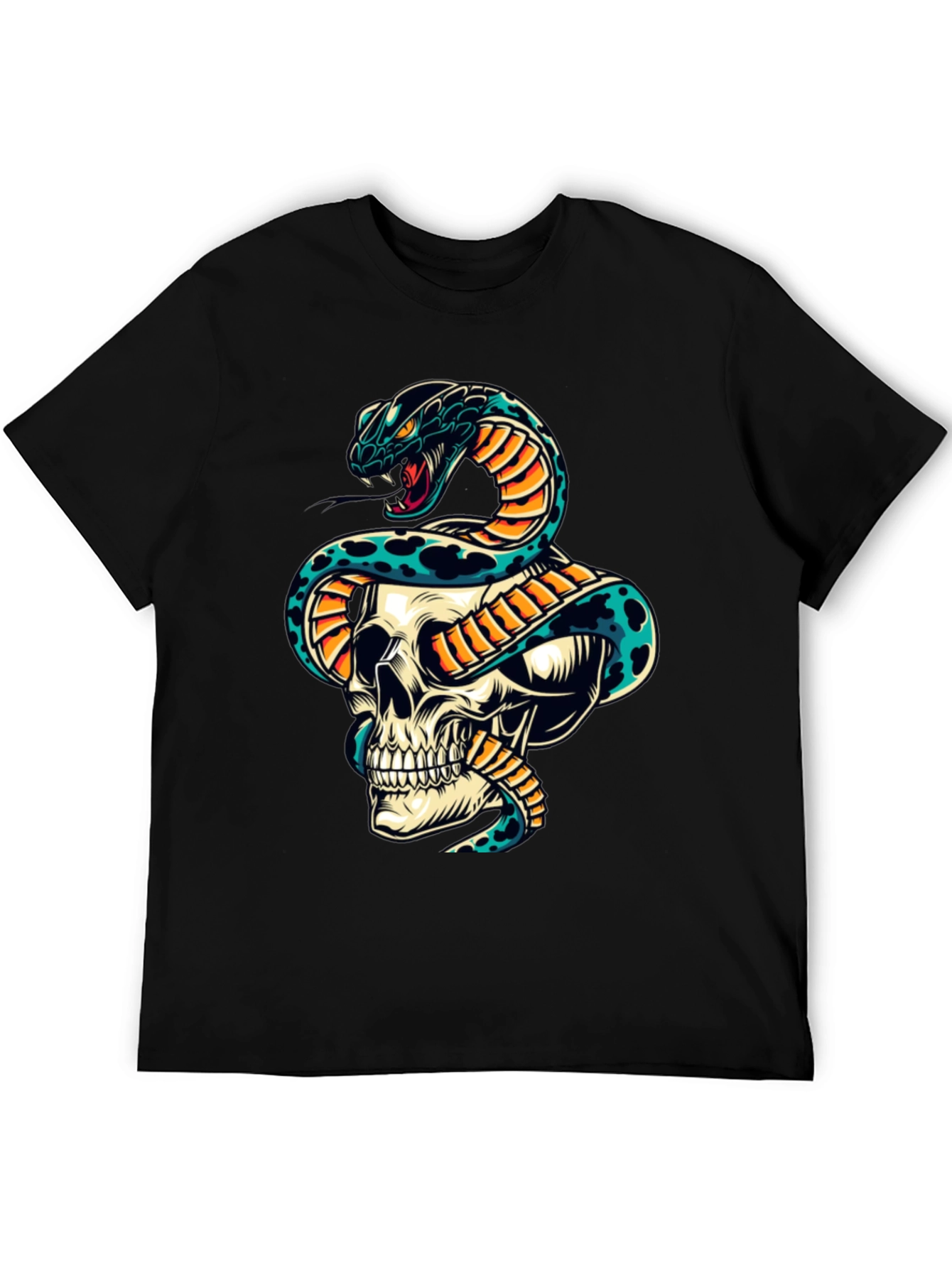 Skull & Snake Graphic Tee - Edgy Style