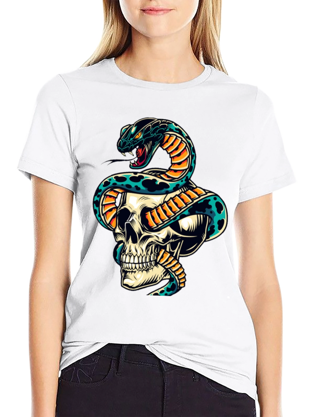 Skull & Snake Graphic Tee - Edgy Style