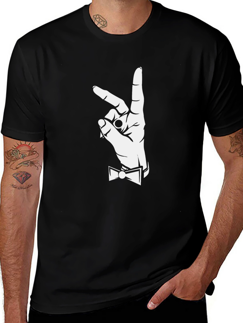 Gentleman Hand Gesture Graphic Tee - Black