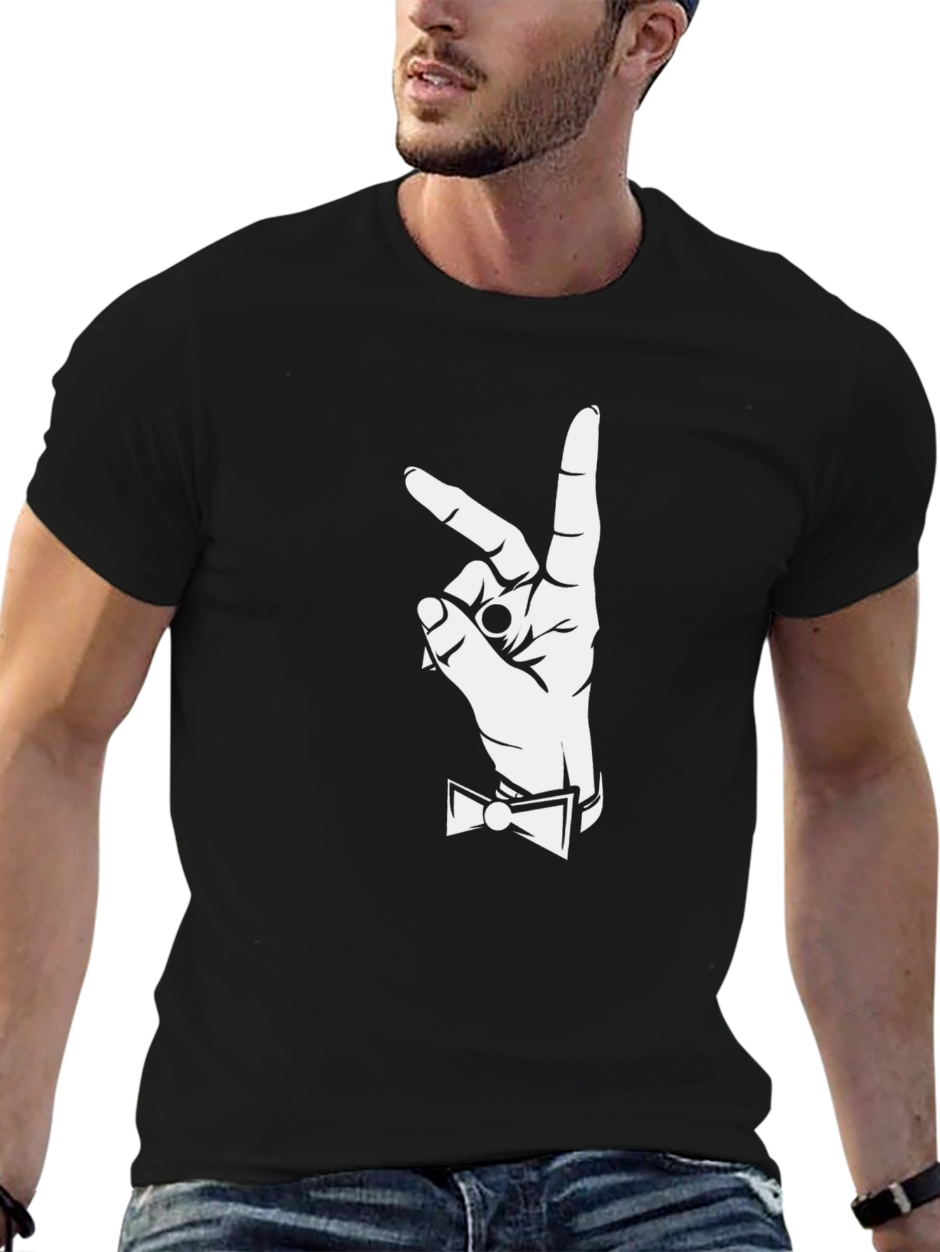 Gentleman Hand Gesture Graphic Tee - Black