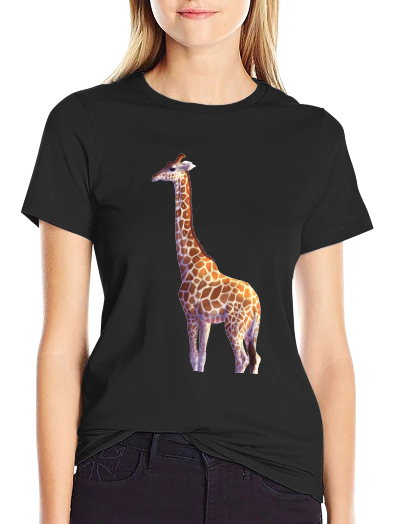 Giraffe Graphic Black T-Shirt