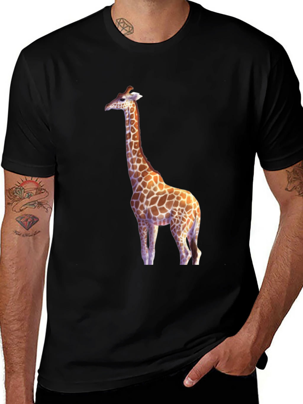 Giraffe Graphic Black T-Shirt