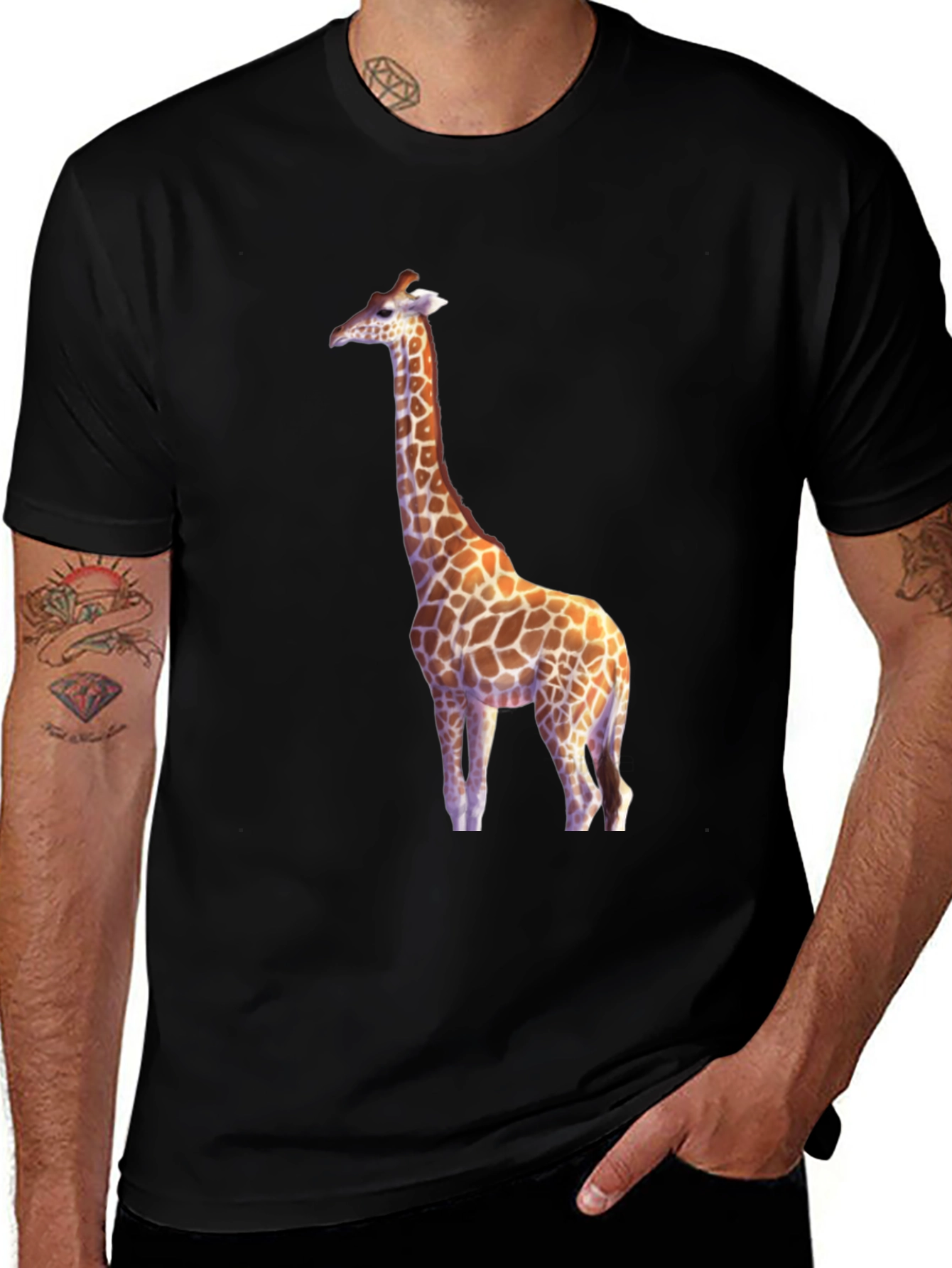Giraffe Graphic Black T-Shirt