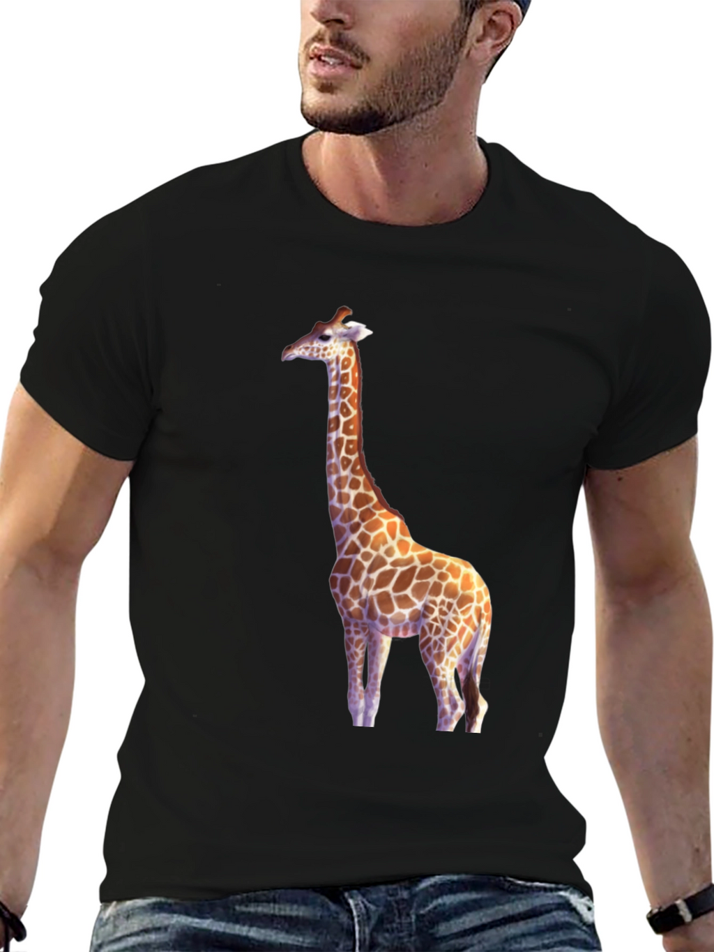 Giraffe Graphic Black T-Shirt