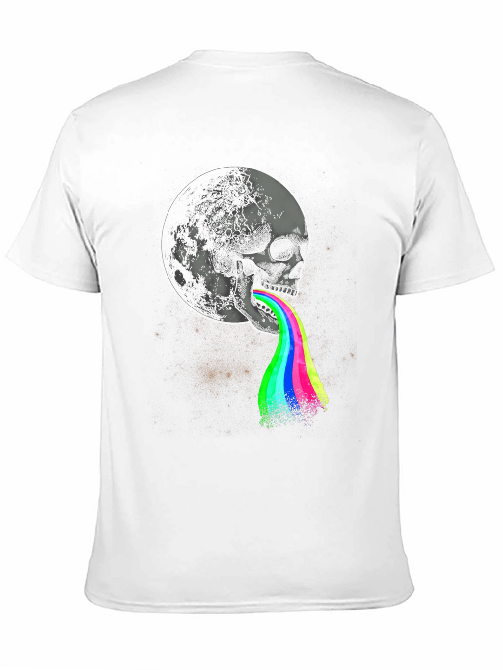 Skull Moon Rainbow Vomit Graphic Tee - Black
