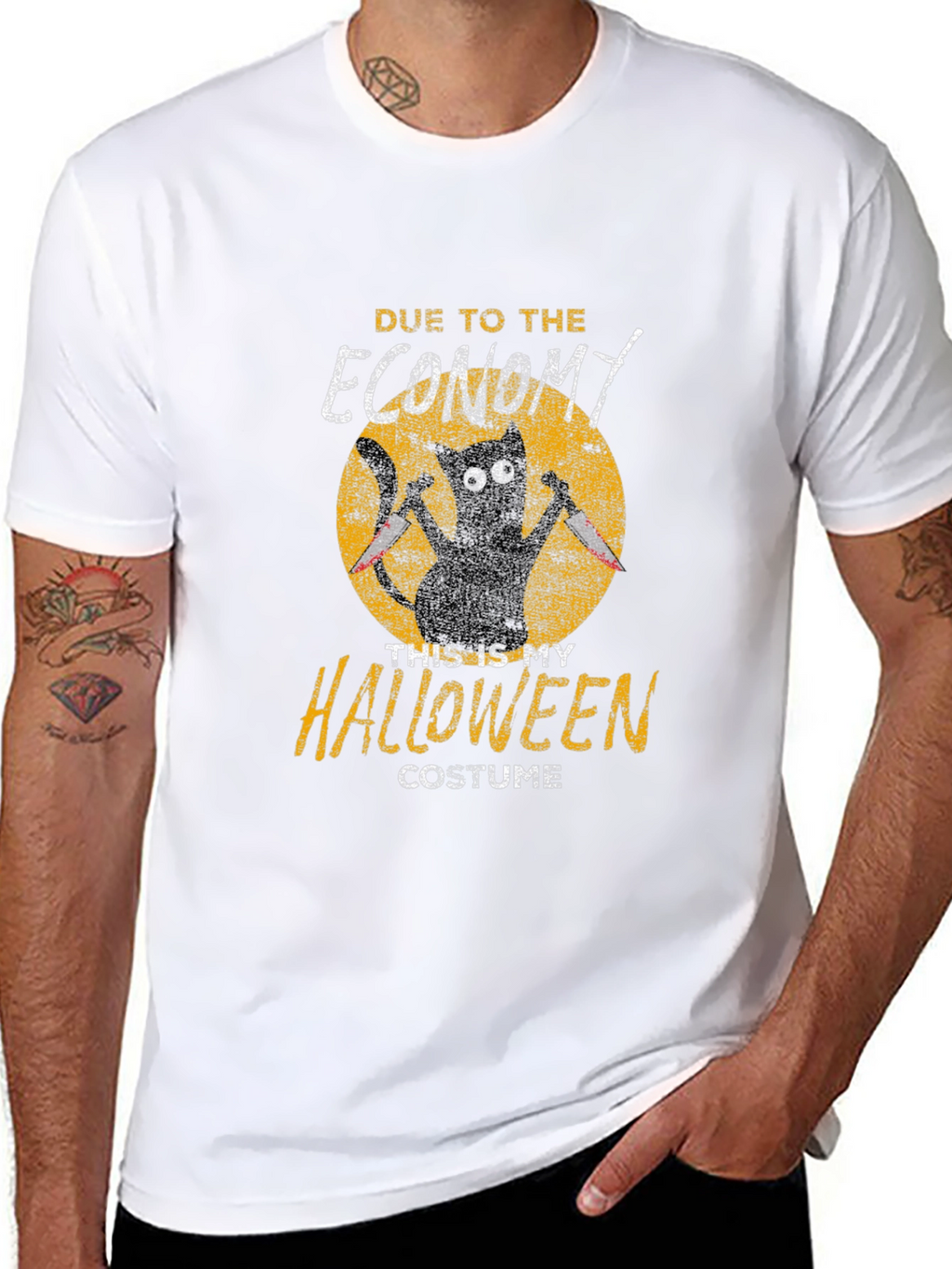 Economy Halloween Costume Black Cat Graphic T-Shirt