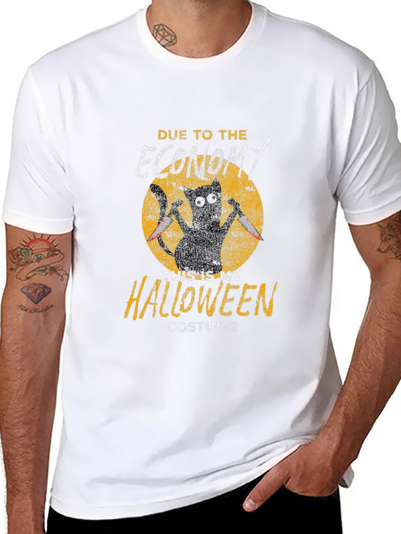 Economy Halloween Costume Black Cat Graphic T-Shirt
