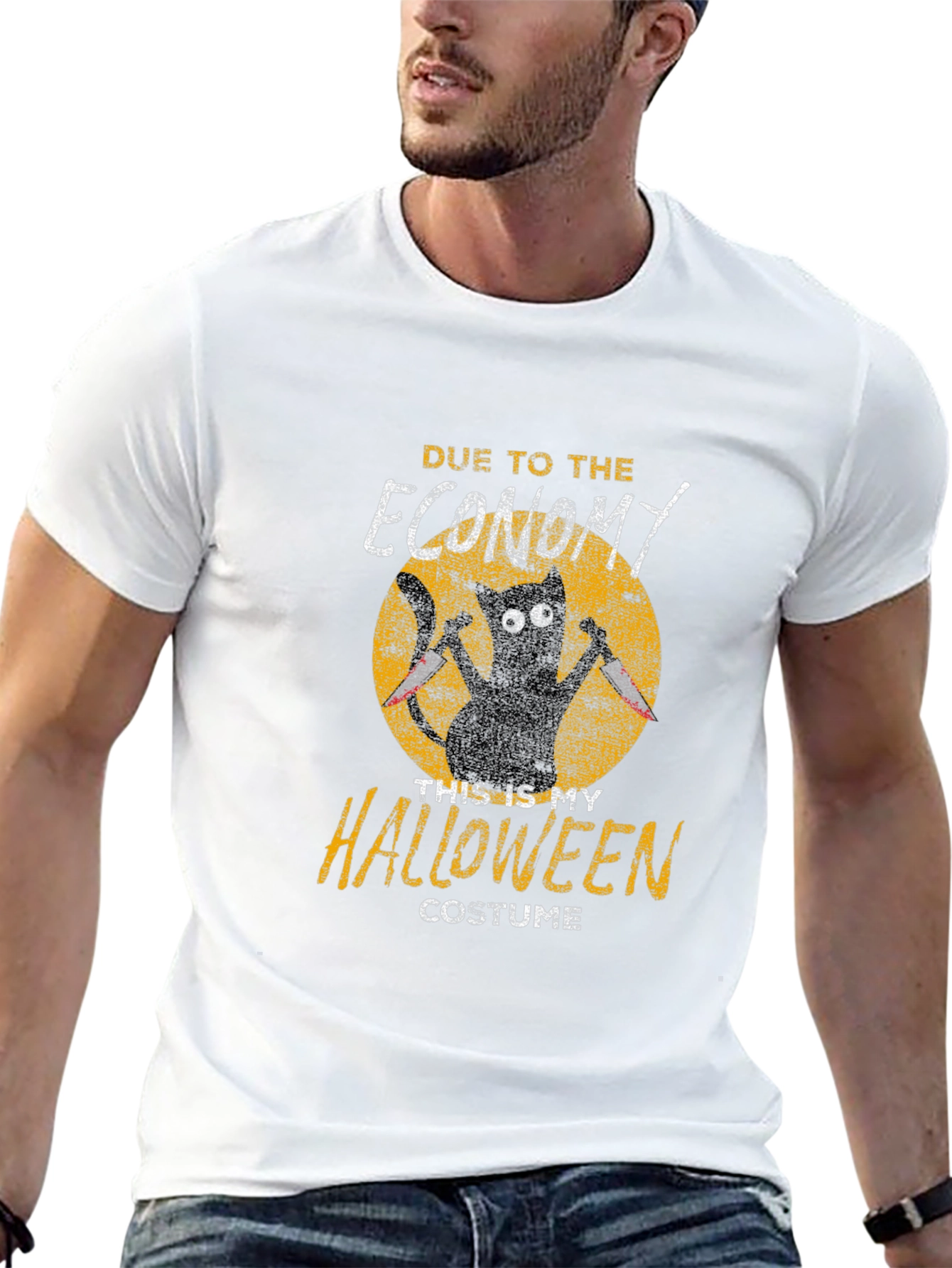 Economy Halloween Costume Black Cat Graphic T-Shirt