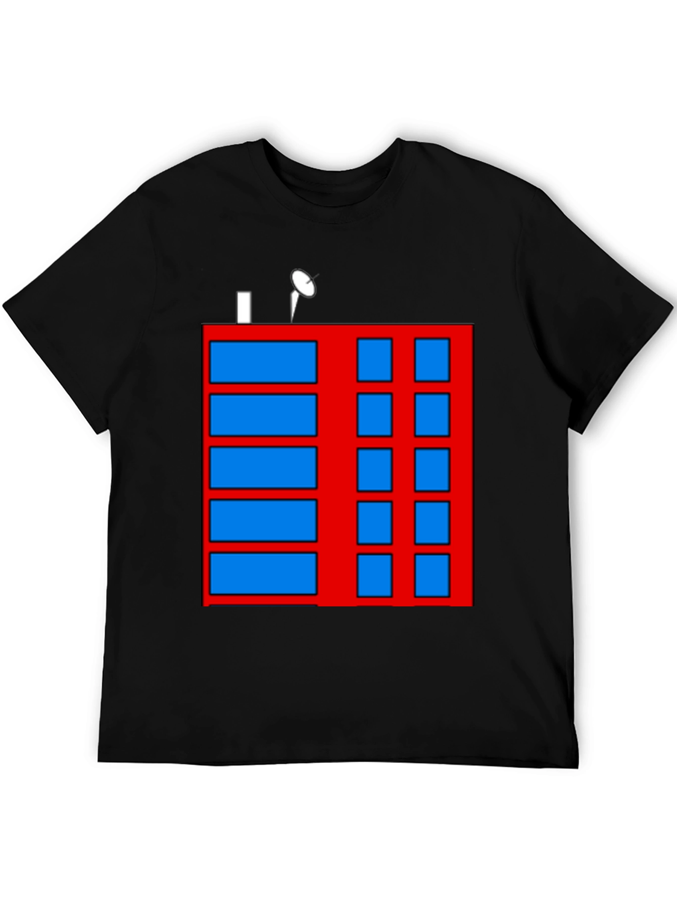 Abstract Building Graphic Tee - Black Casual Shirt