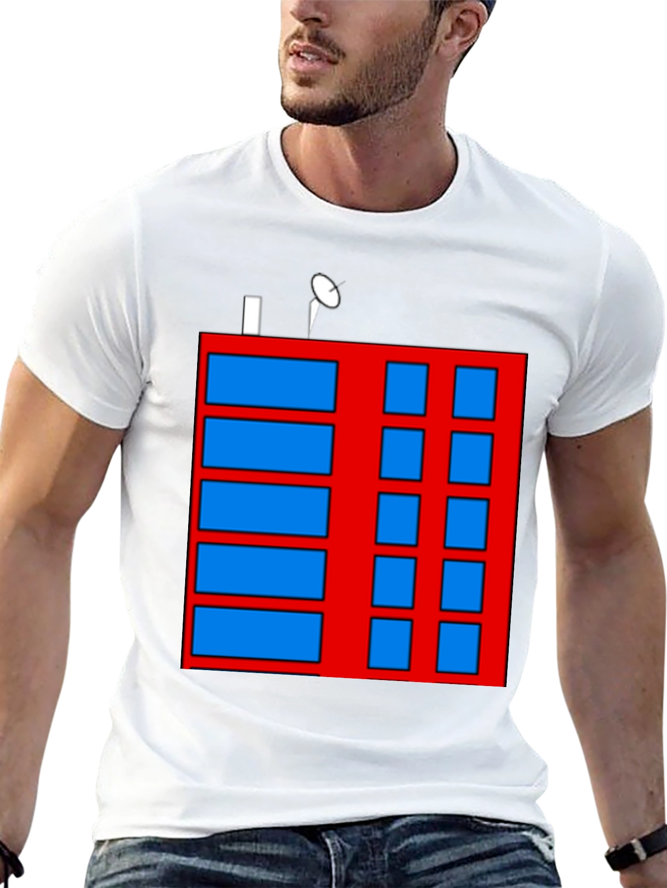 Abstract Building Graphic Tee - Black Casual Shirt