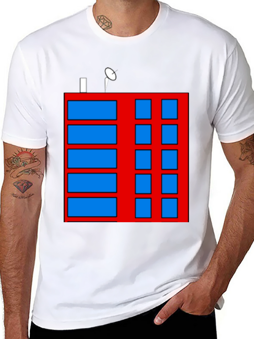 Abstract Building Graphic Tee - Black Casual Shirt